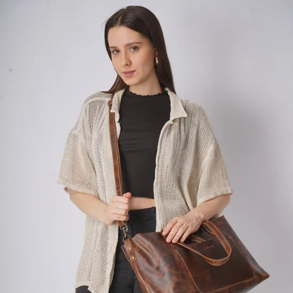 Artizanni Genuine Leather Women's Vintage Tote Bag Classic Bag Designer - Picture 6 of 13